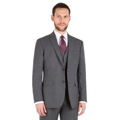 The Collection Grey tonal check regular fit 2 button suit jacket